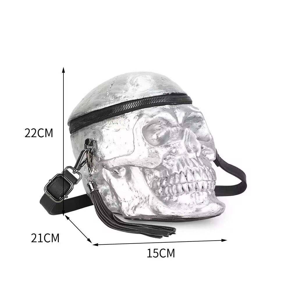 3D Bags Silver Skull Cross Body Shoulder Bag Mini Handle Handbags