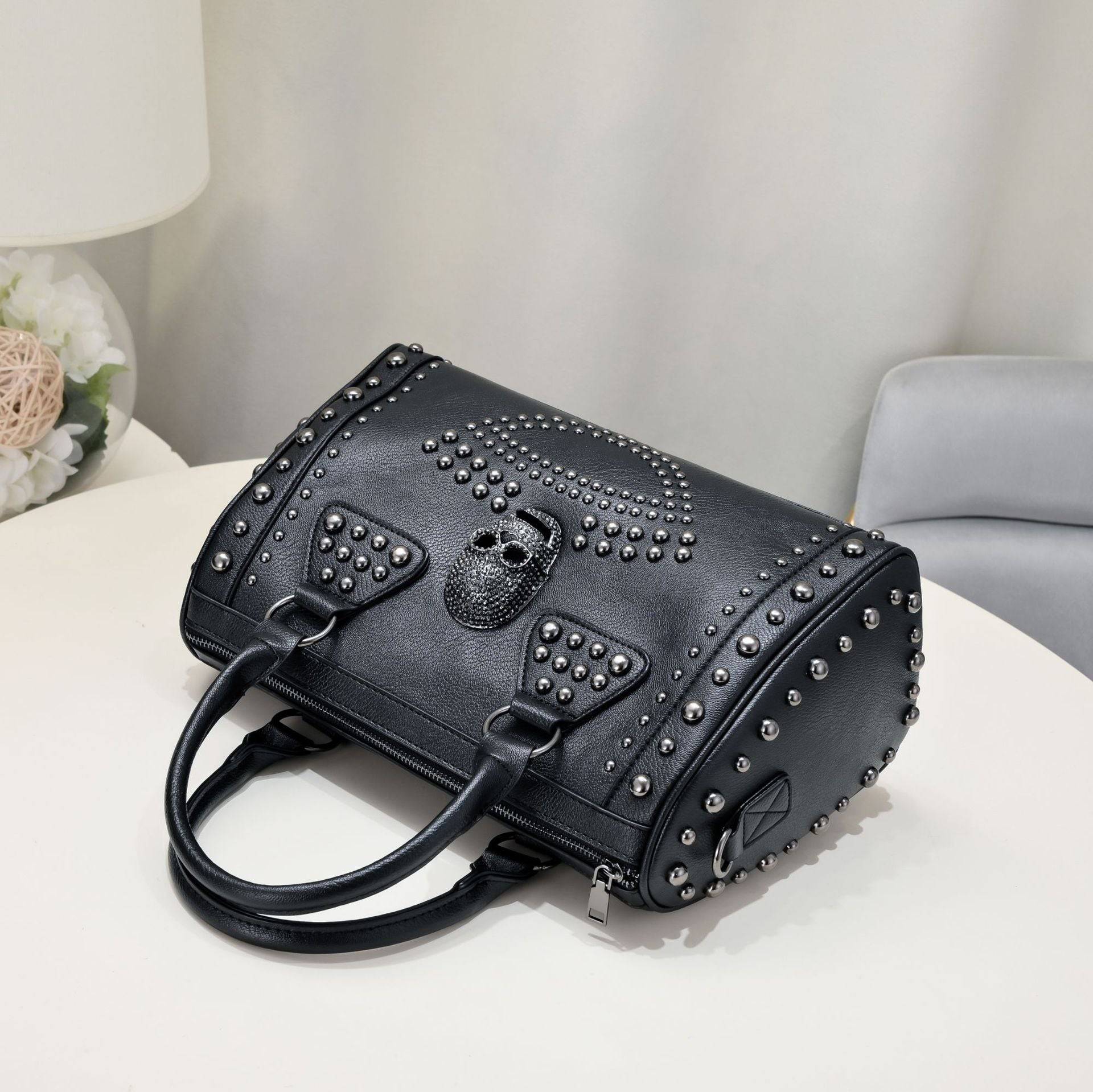 3D Crystal Skull Bag With Studded Satchels