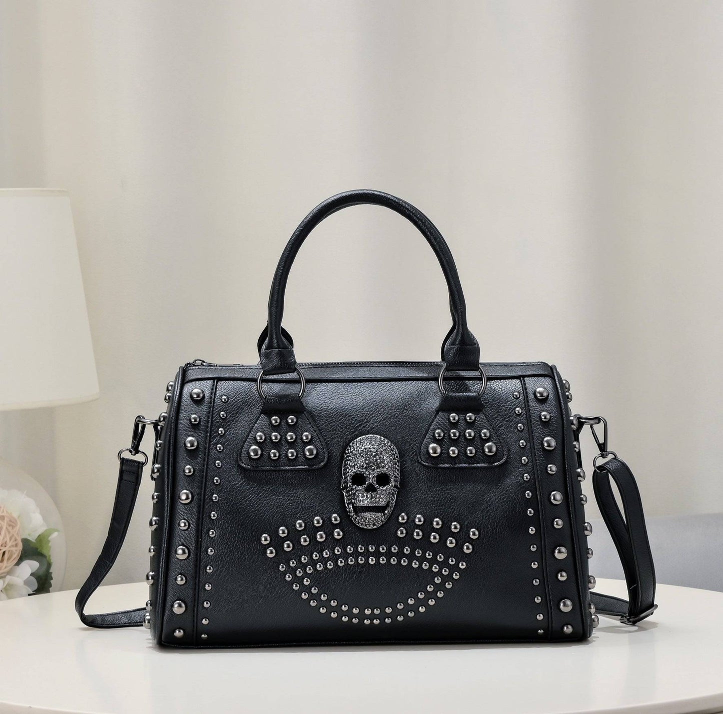 3D Crystal Skull Bag With Studded Satchels