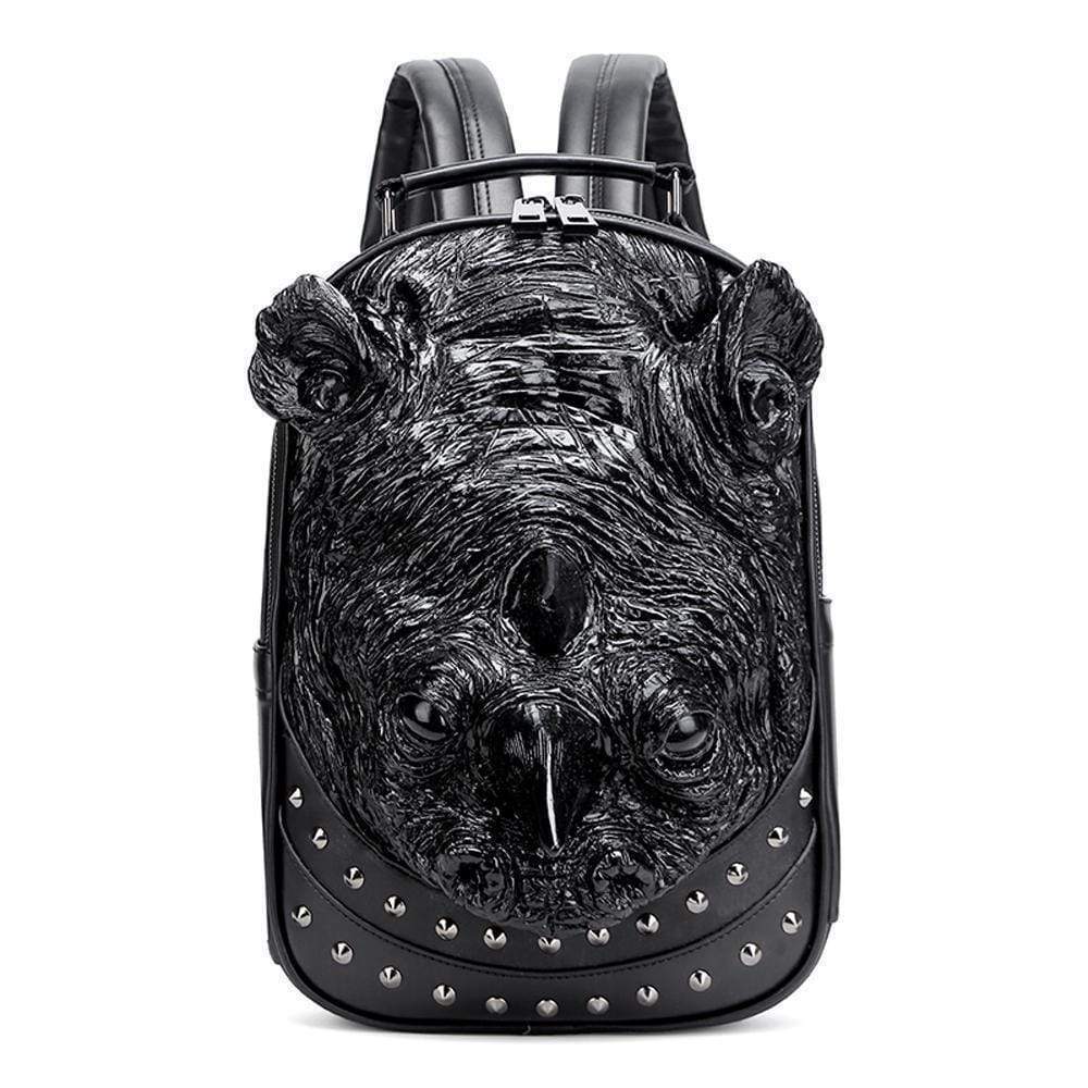 Studded 3D Rhinoceros Waterproof Backpack Unisex Fashion Pattern Bags Trendy Travel Knapsacks