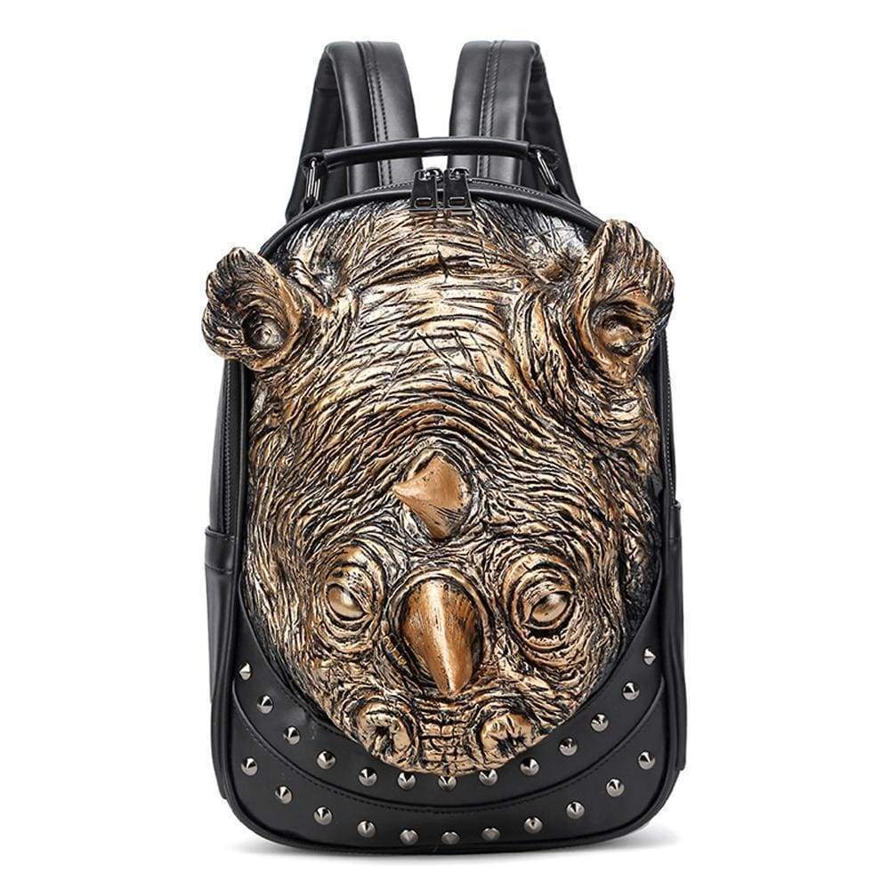 Studded 3D Rhinoceros Waterproof Backpack Unisex Fashion Pattern Bags Trendy Travel Knapsacks