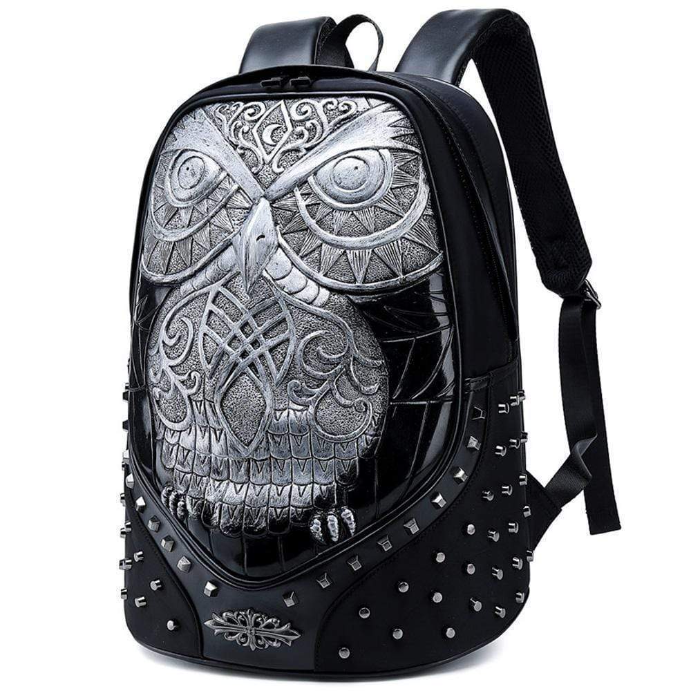 Studded Backpack 3D Owl Laptop Computer Handbags Travelling Rucksack Bag