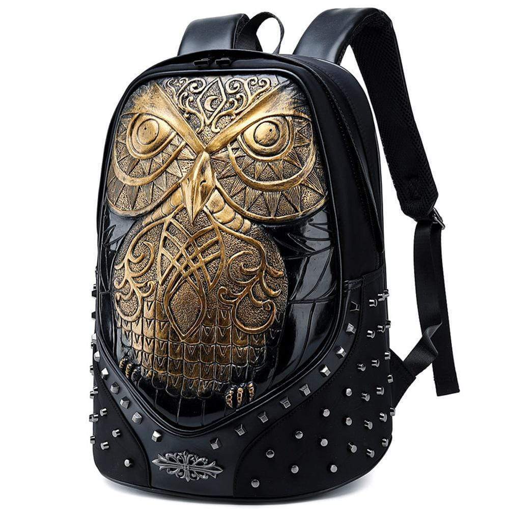 Studded Backpack 3D Owl Laptop Computer Handbags Travelling Rucksack Bag