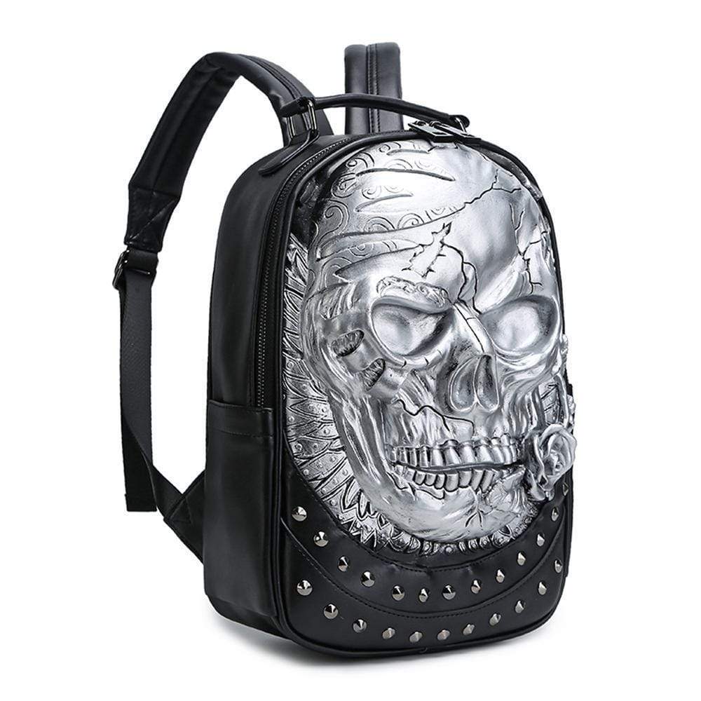 3D Backpack ,Studded  Halloween 3D Skull With Rose Rucksacks Travel Bags