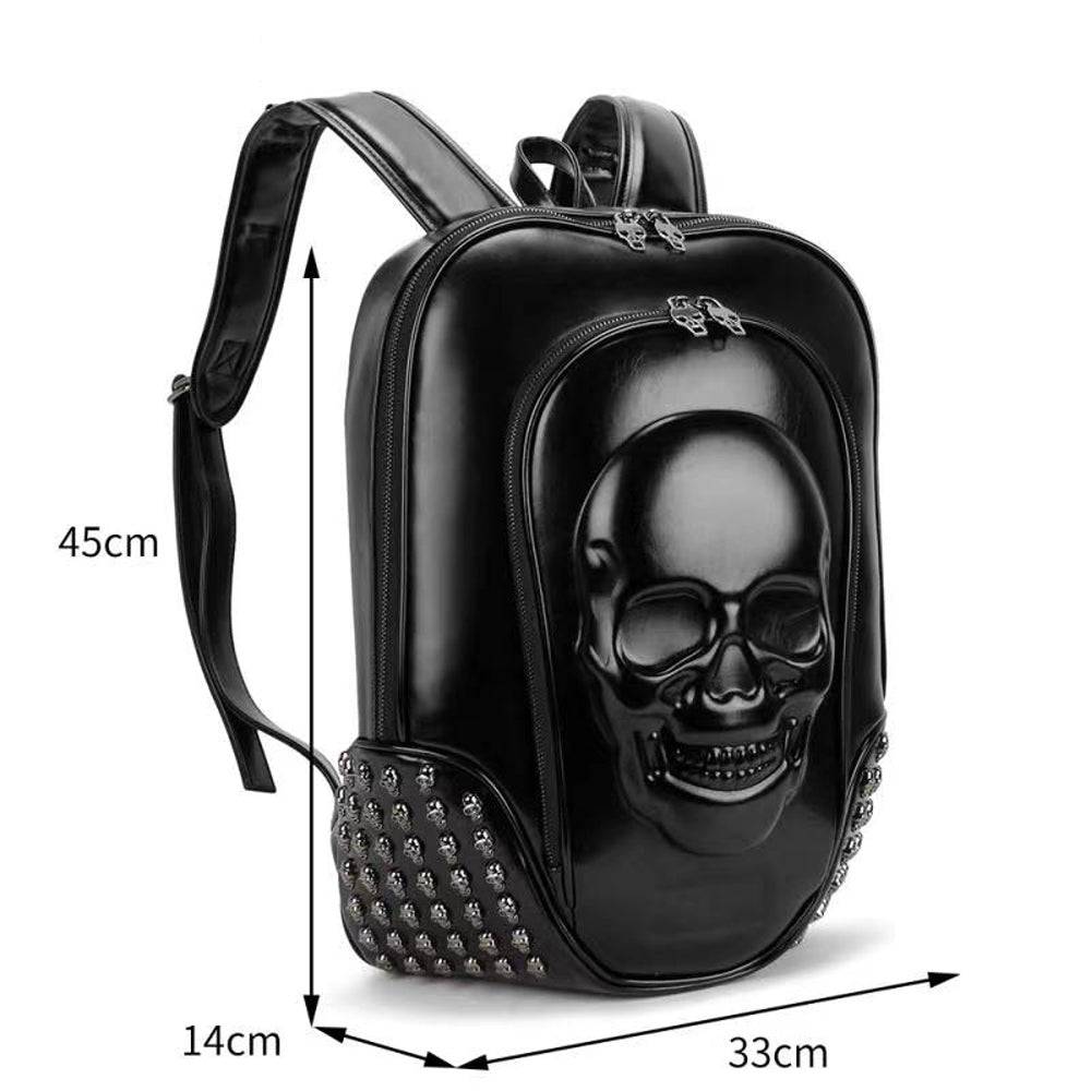 3D Backpack Studded Smiling Skull Backpack Black