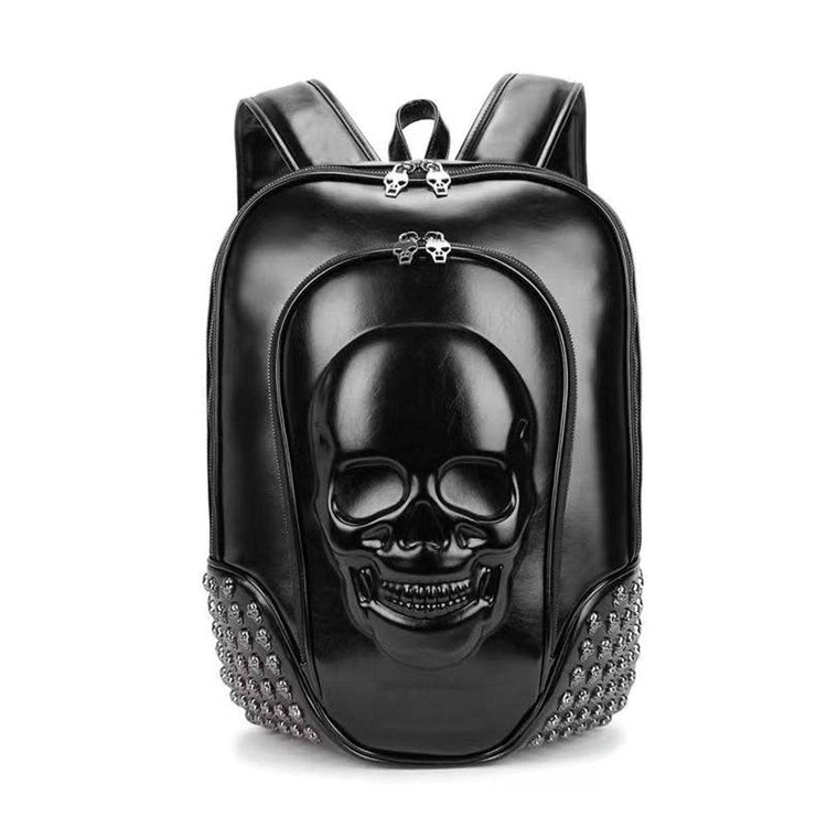 black leather skull backpack purse 3D Backpack Studded Smiling Skull Backpack Black