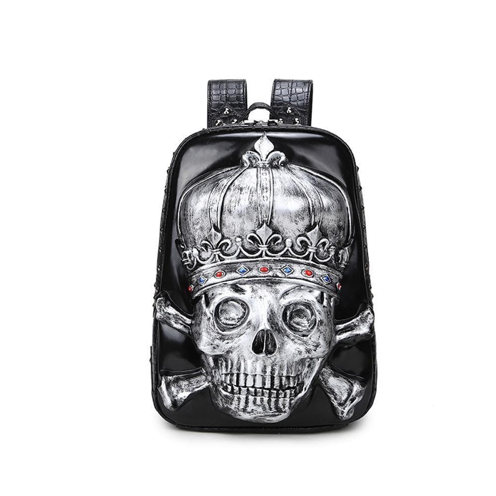 Unisex 3D Realistic Smiling Skull With Crown Backpack