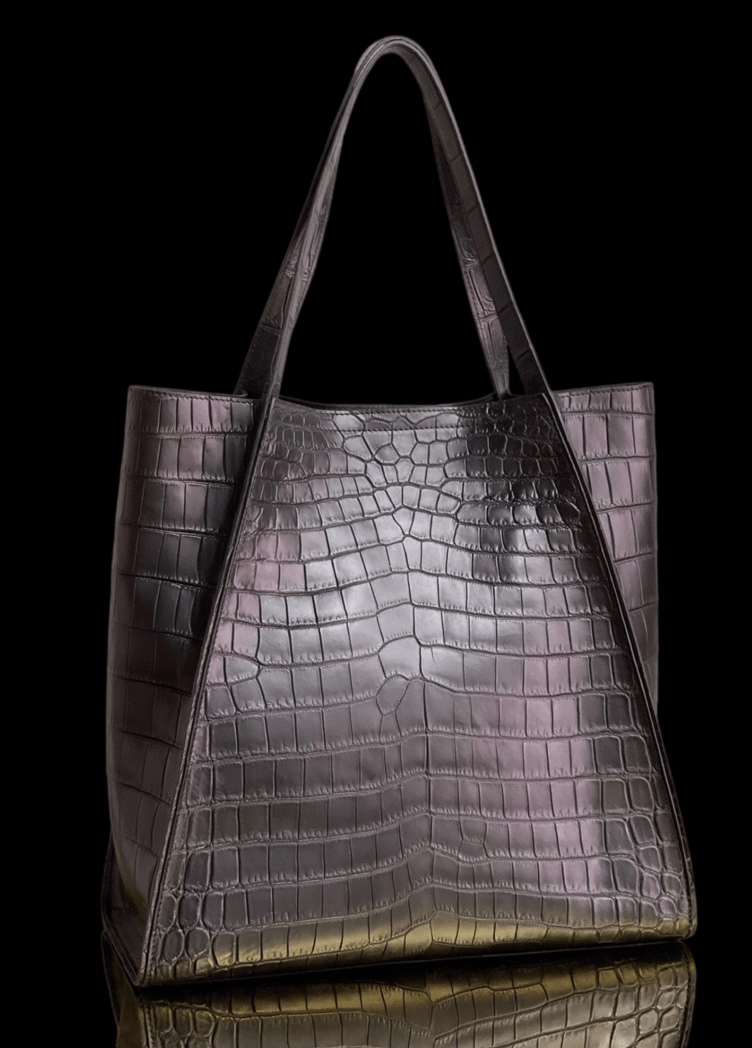 Unisex  Crocodile Belly Leather Large Hobo Shopper Bags