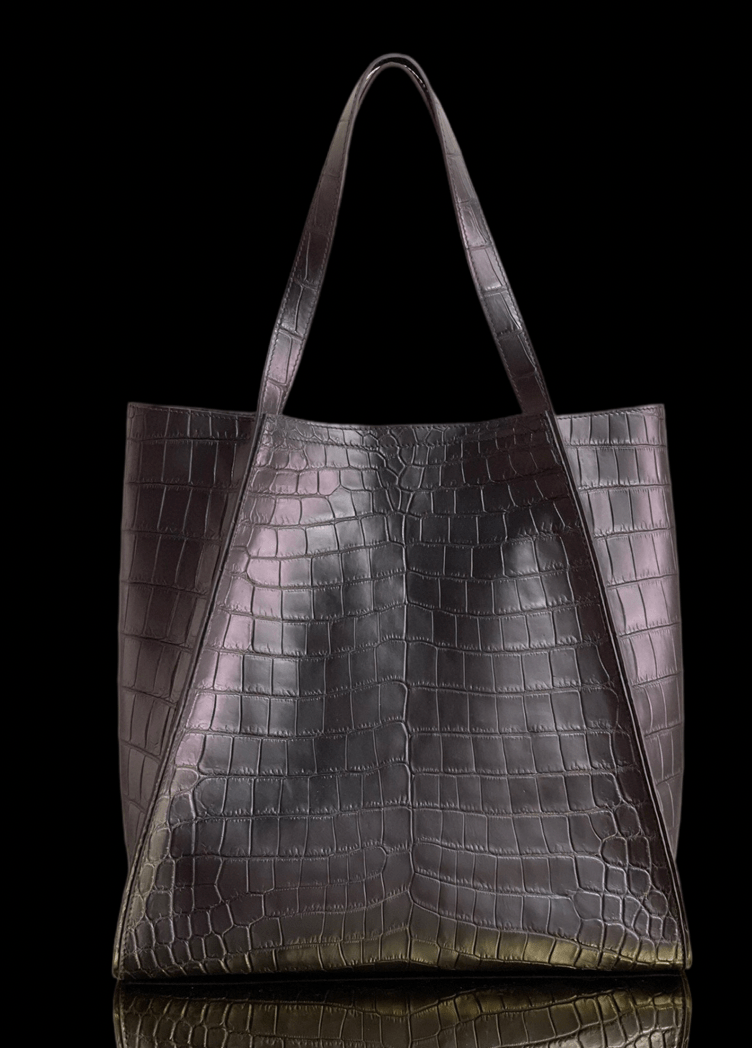 Unisex  Crocodile Belly Leather Large Hobo Shopper Bags