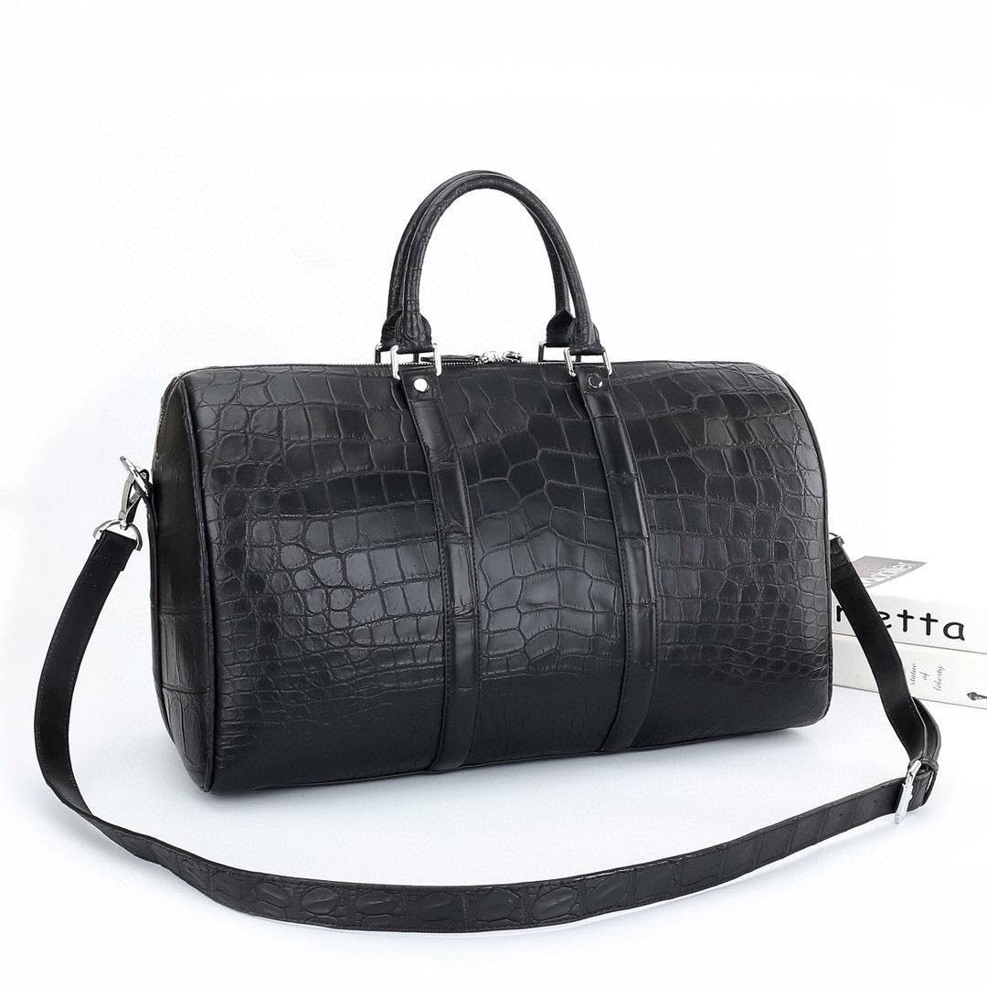 Unisex Genuine Crocodile Belly Leather Travel Duffle Bag