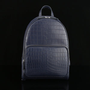 Unisex  Genuine Crocodile Leather Backpack Dark Blue