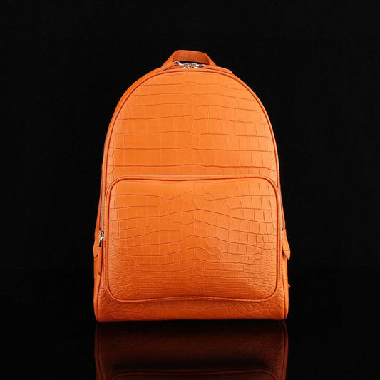 Unisex  Genuine Crocodile Leather Backpack Orange