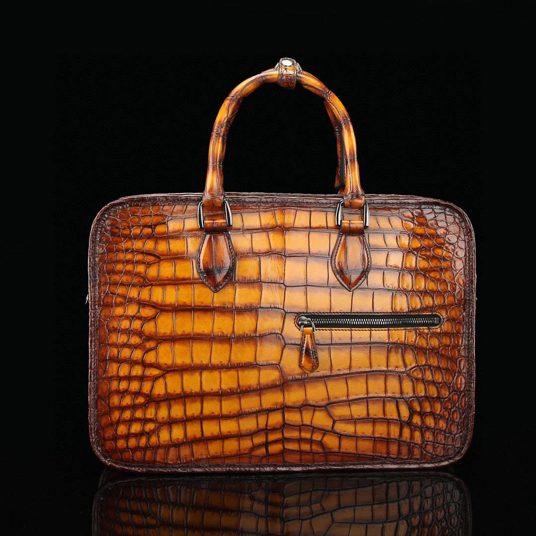 Cặp da cá sấu màu nâu vintage