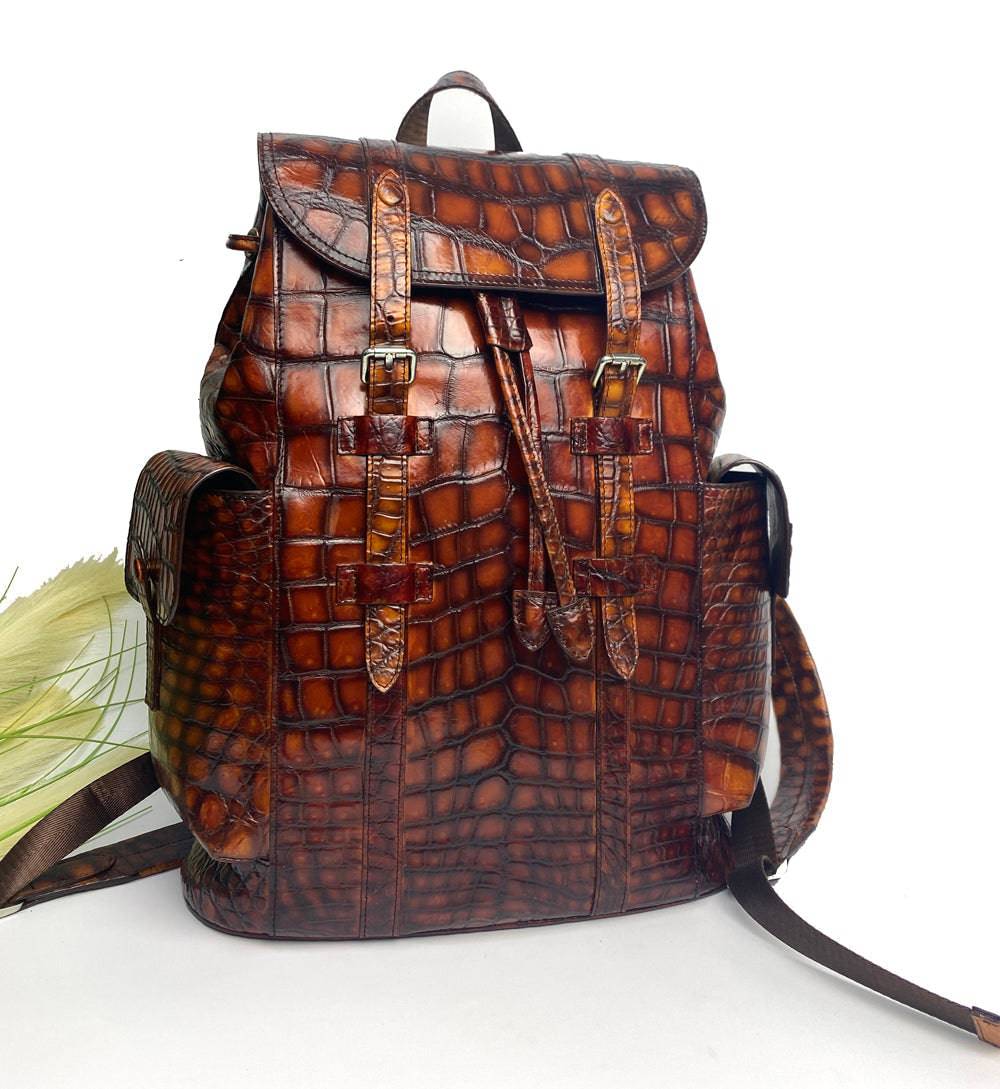 Vintage Crocodile Leather Backpack