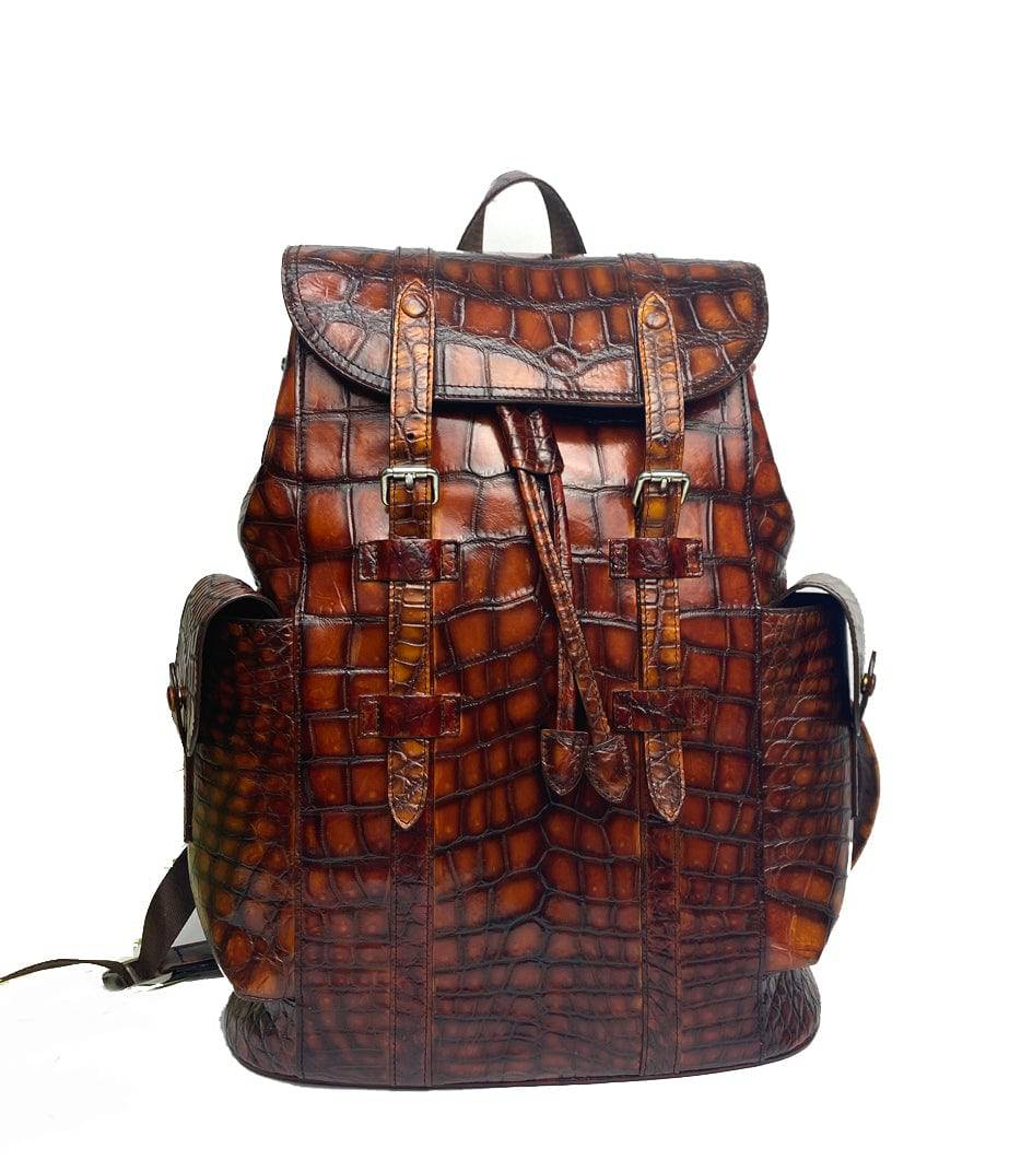 Vintage Crocodile Leather Backpack