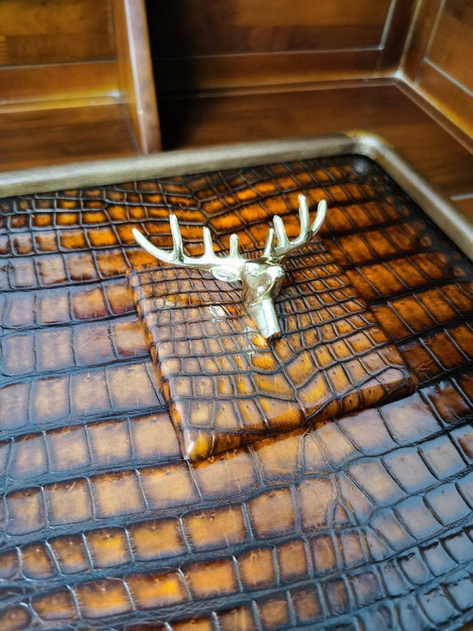 Vintage Crocodile Leather Teas Storage Case