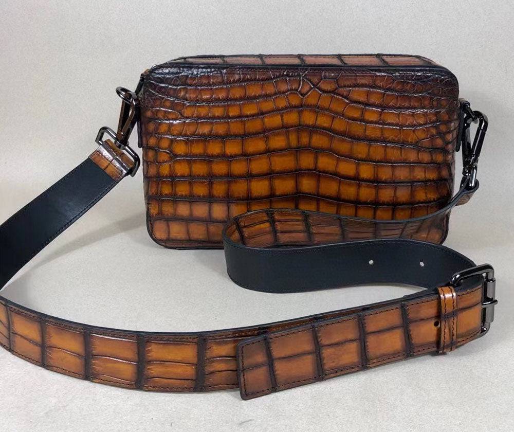Túi clutch đeo vai đeo chéo trước ngực bằng da thật phong cách vintage