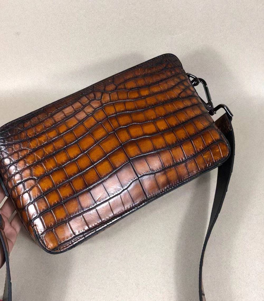 Túi clutch đeo vai đeo chéo trước ngực bằng da thật phong cách vintage