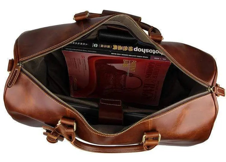 Vintage Tan Leather Carry-On Luggage Bags