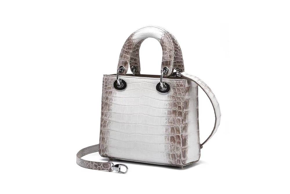 White Himalaya Niloticus Crocodile Top Handle Bag