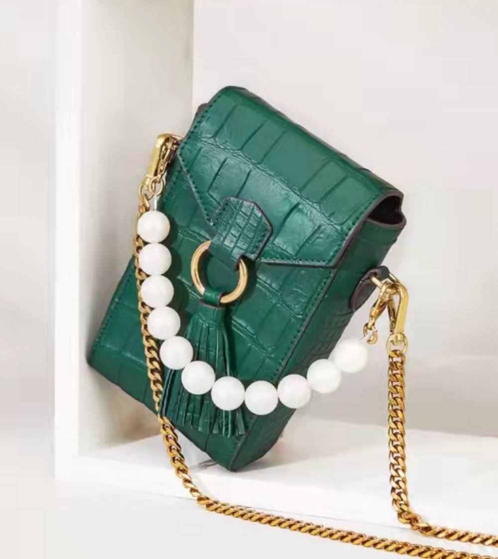 Women Flap Pearl Phone Bag Crossbody Bag