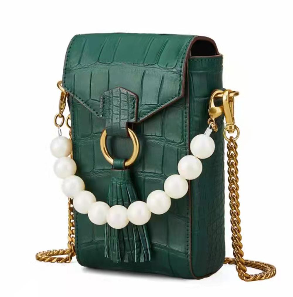 Women Flap Pearl Phone Bag Crossbody Bag