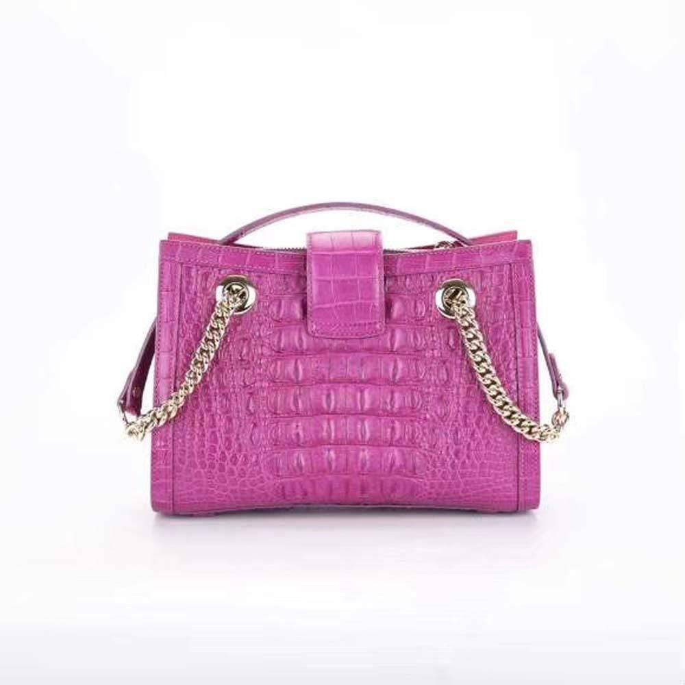 Women's Crocodile Leather Flap Chain Shoulder Bag