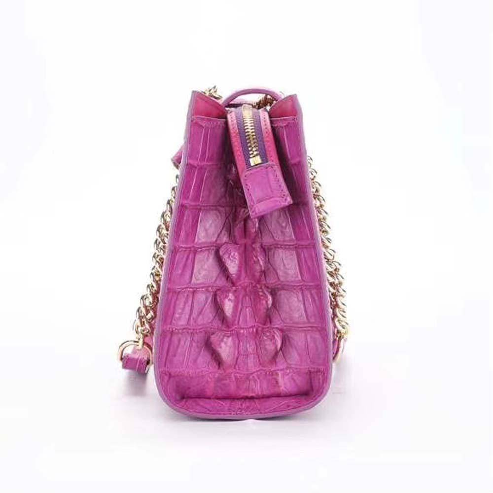 Women's Crocodile Leather Flap Chain Shoulder Bag