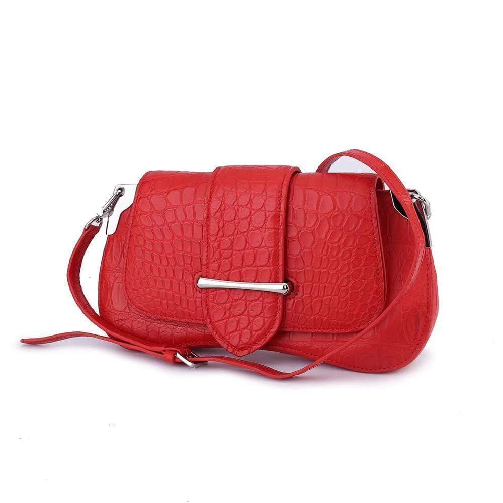 Women's Crocodile Leather Shoulder Bags Red