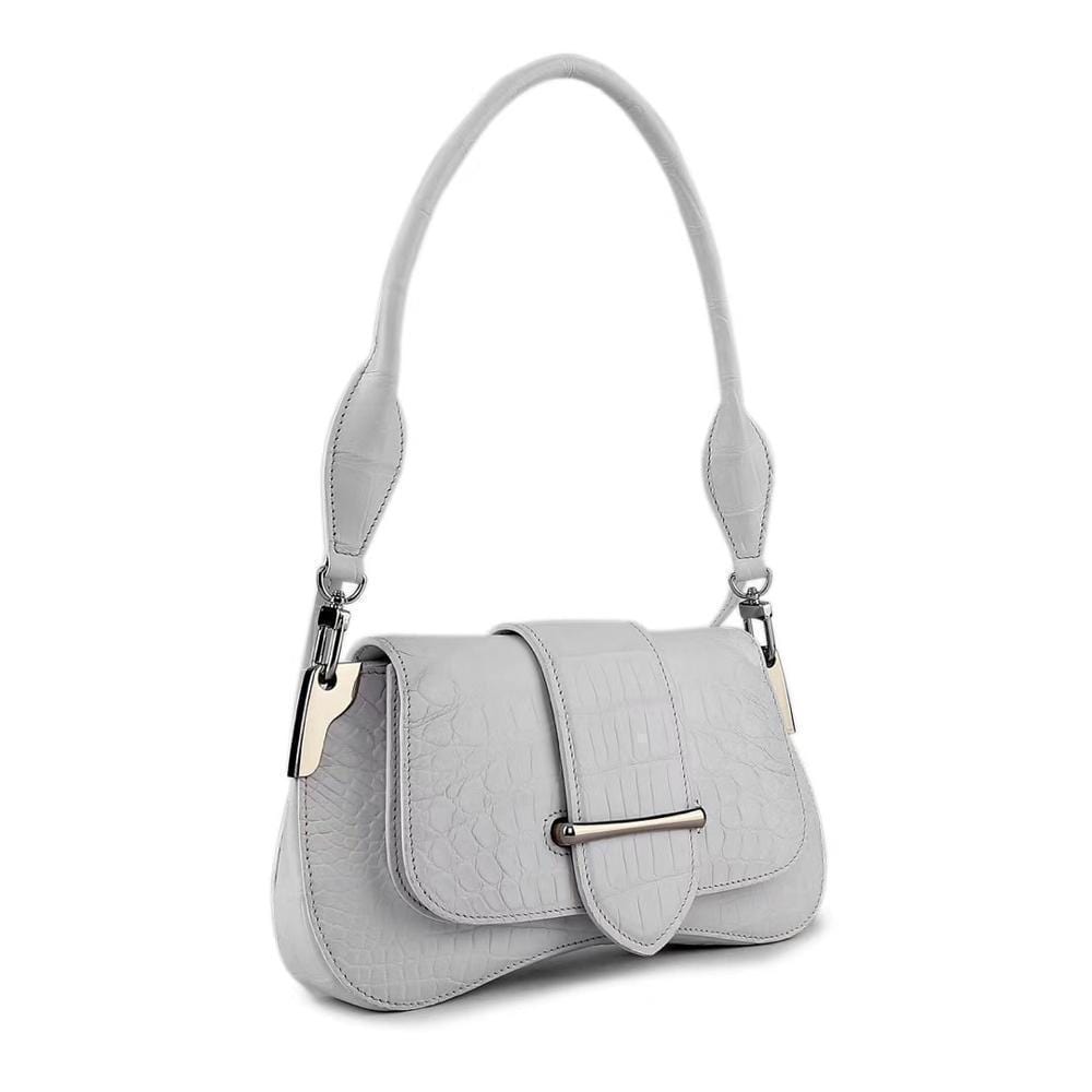 Women's Crocodile Leather Shoulder Bags White