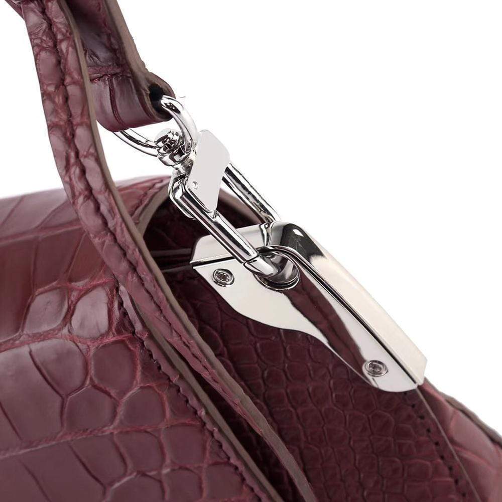 Women's Crocodile Leather Shoulder Bags Wine Red