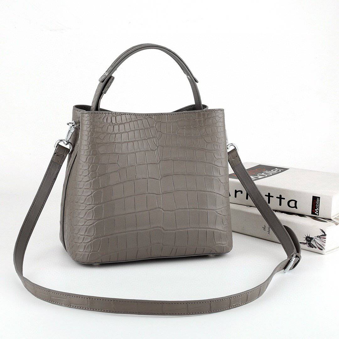 Women's Genuine Crocodile Leather Cross Body Shoulder Bag Grey