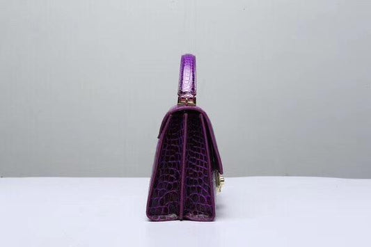 Women's Genuine Crocodile Leather Tote Top Handle Bags Purple