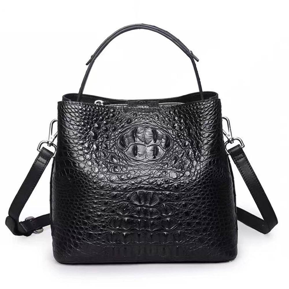 Womens Crocodile Bone Leather Hobo Shoulder Bags