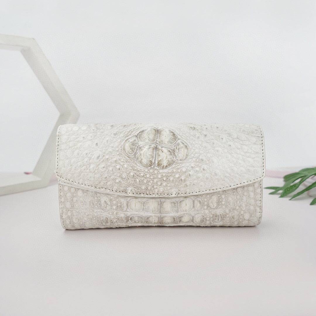 Womens Crocodile Leather Envelope Evening Clutch Bag