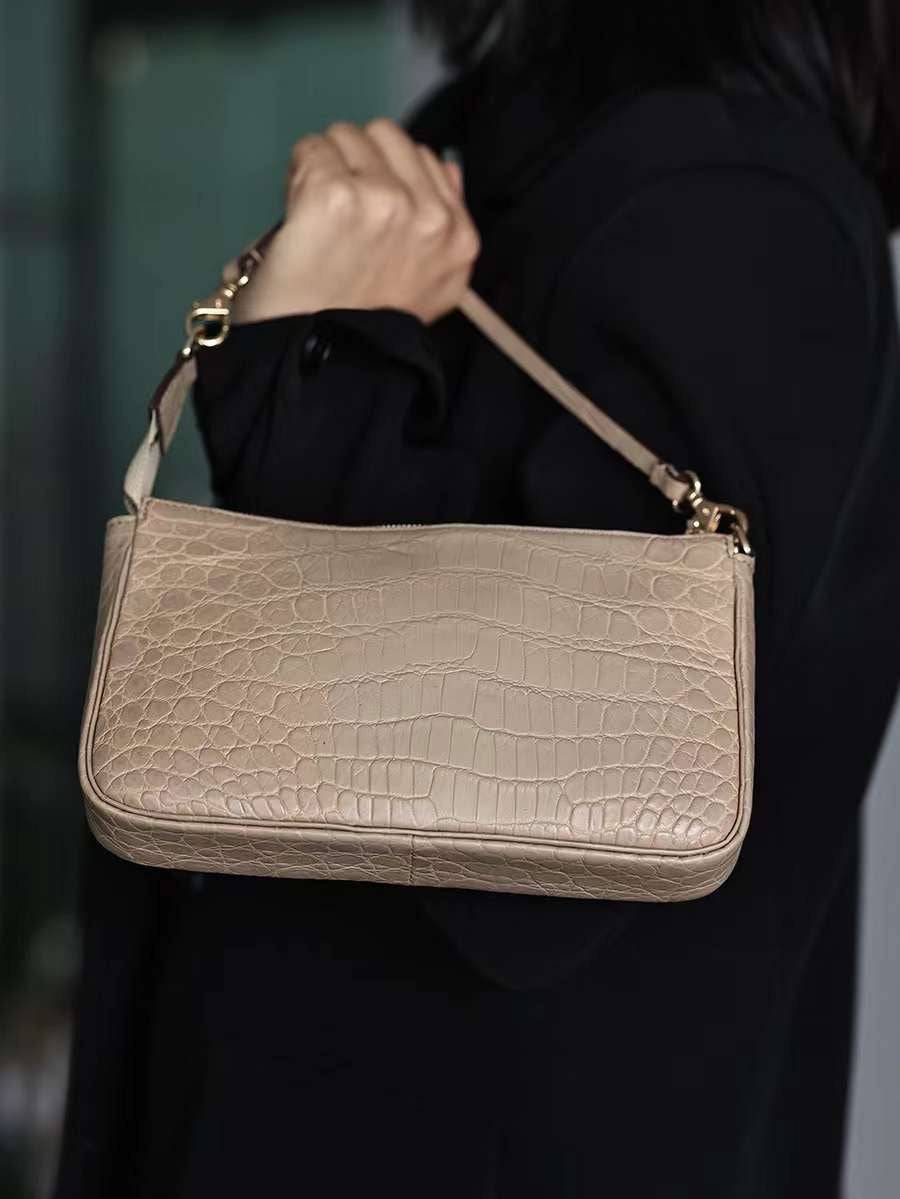 Womens  Crocodile Leather Underarm Bag