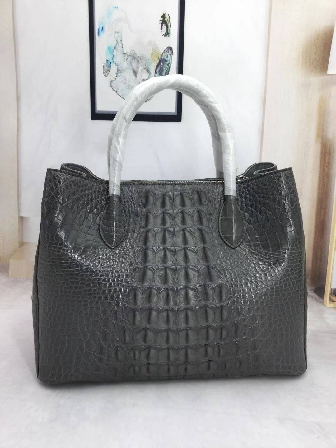 Womens Crocodile  Skin  Leather Satchel Bag Large 35cm