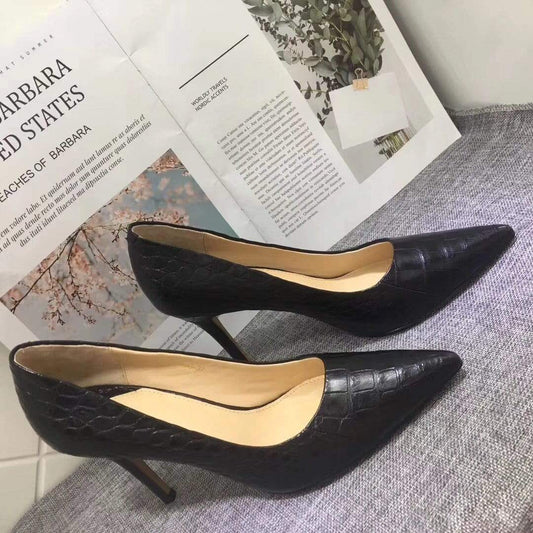Crocodile Shoes Womens Genuine  Crocodile Belly Leather Pointed Toe Pumps