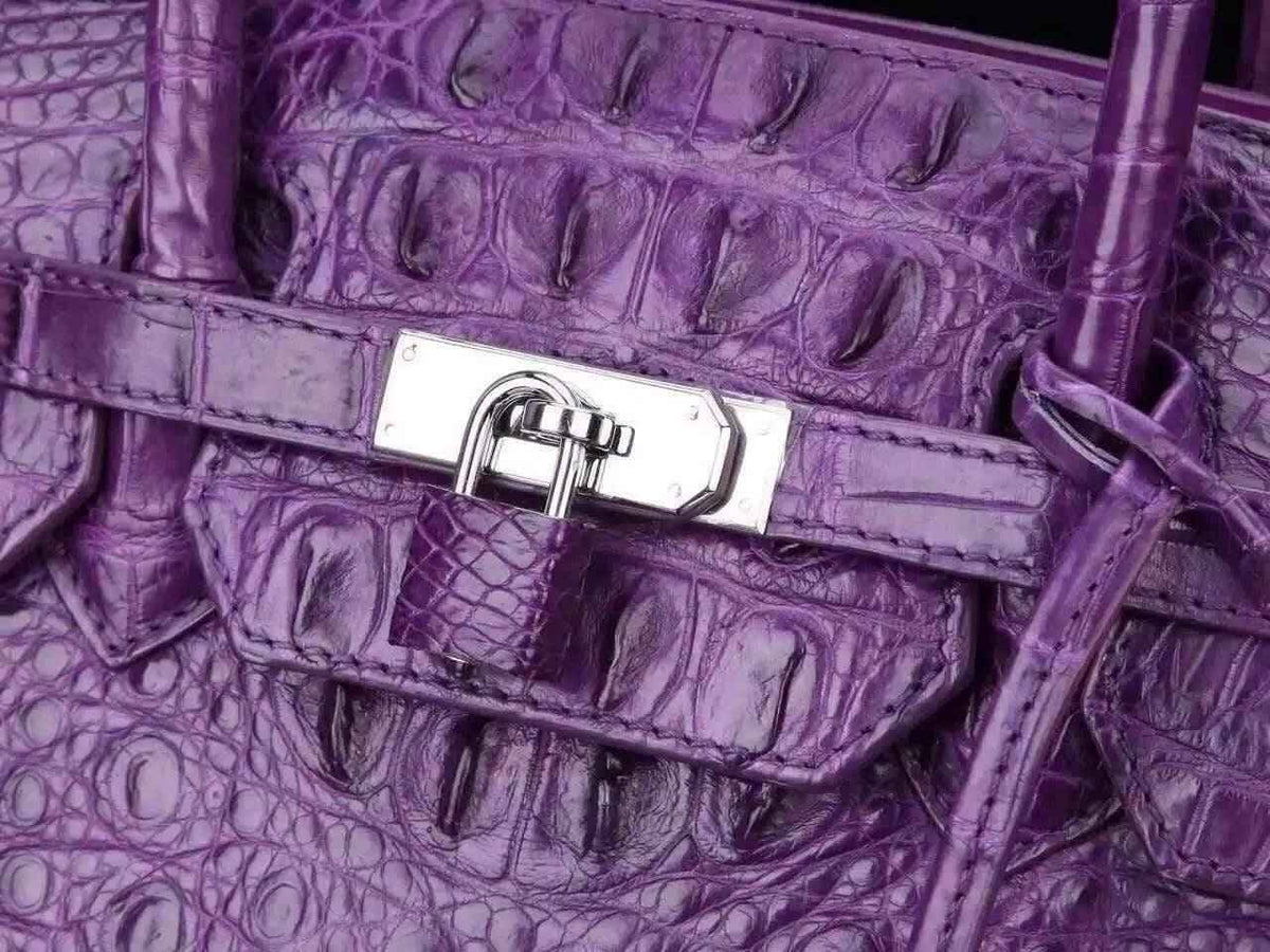Preorder Womens Genuine Crocodile Leather Padlock Tote Handbags