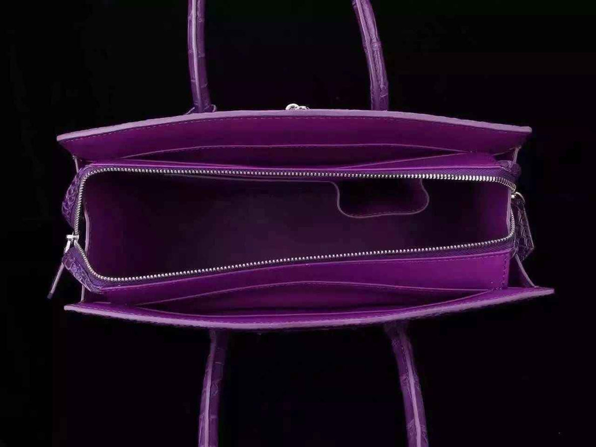 Preorder Womens Genuine Crocodile Leather Padlock Tote Handbags