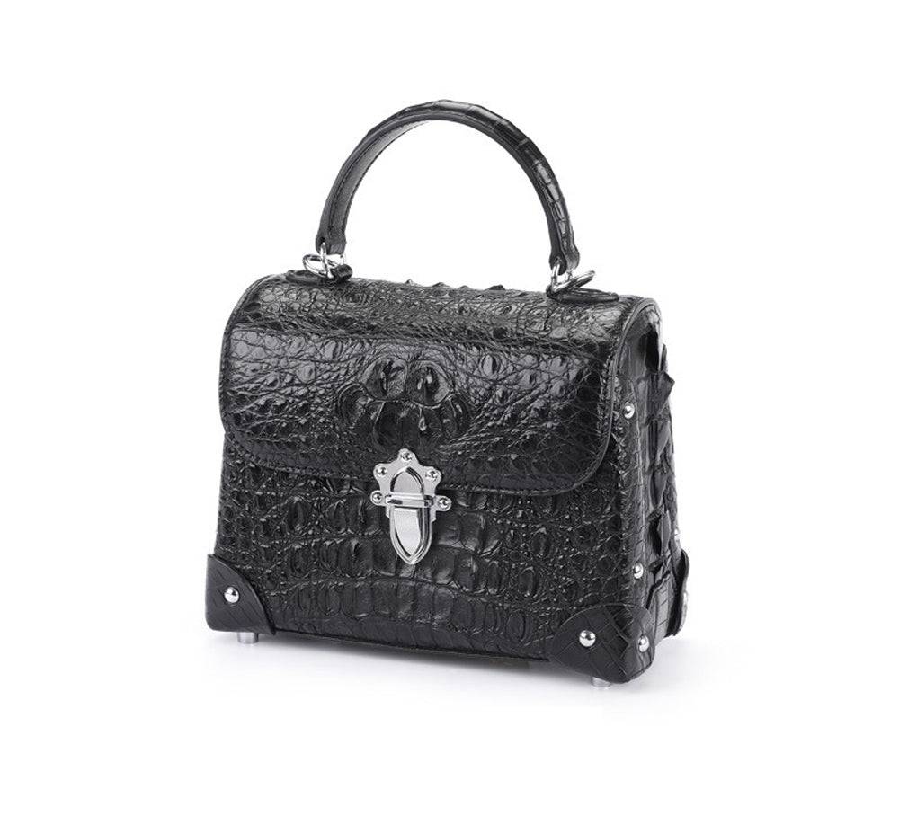 Womens  Genuine Crocodile Leather Top Handle Bag