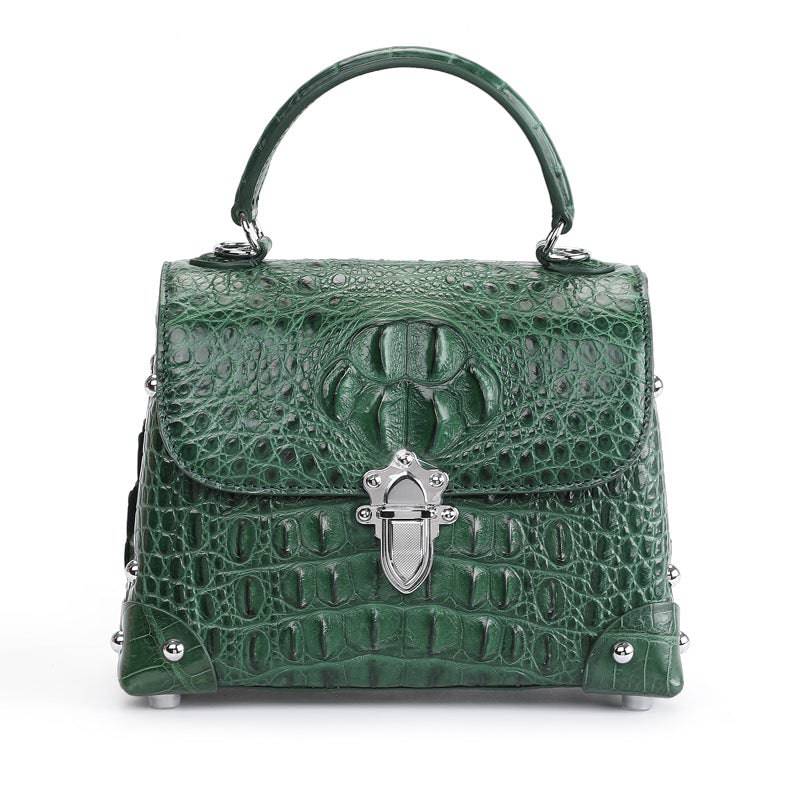 Womens  Genuine Crocodile Leather Top Handle Bag