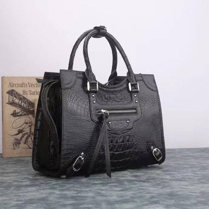 Womens Genuine Crocodile Leather Top Handle Tote Bag