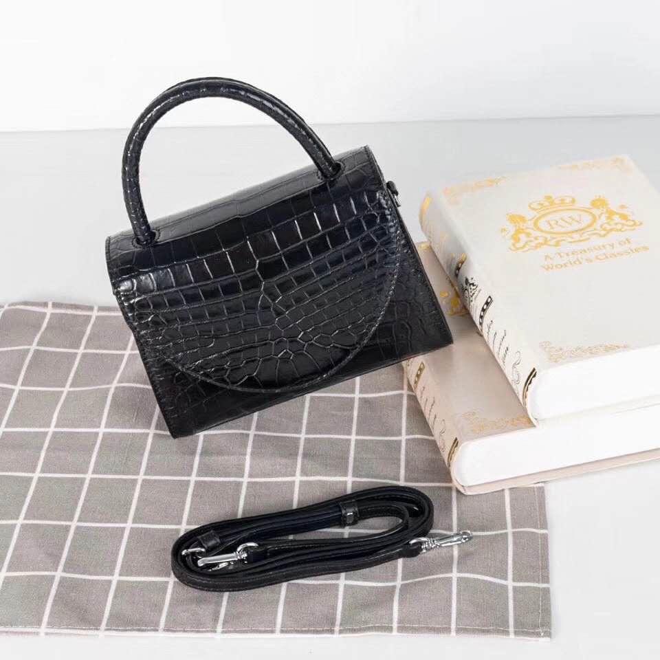 Womens Genuine Crocodile Top Handle Messenger Bags