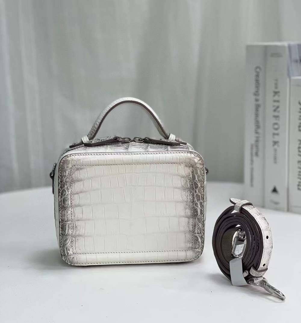 Womens Himalaya Crocodile Leather Cross Body Top Handle Box Bag