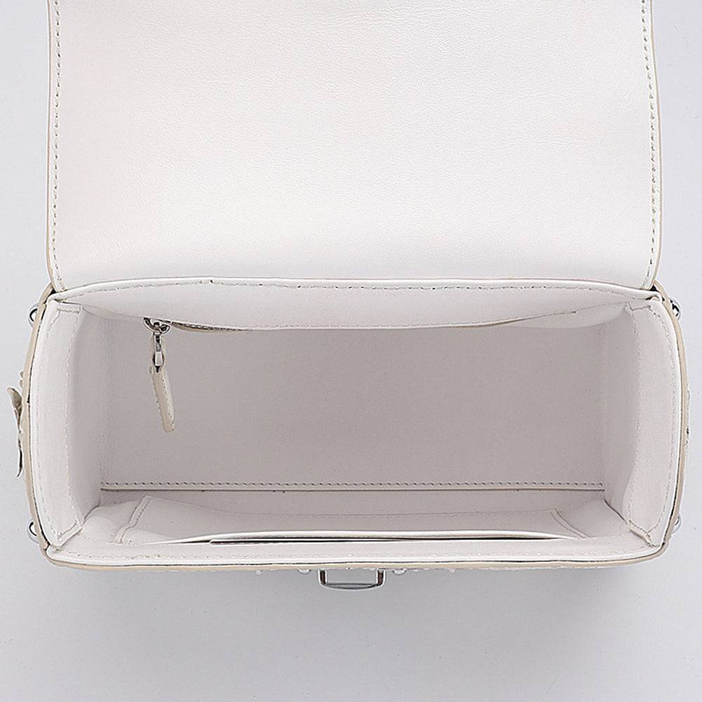 Womens Himalaya White Genuine Crocodile Leather Top Handle Bag