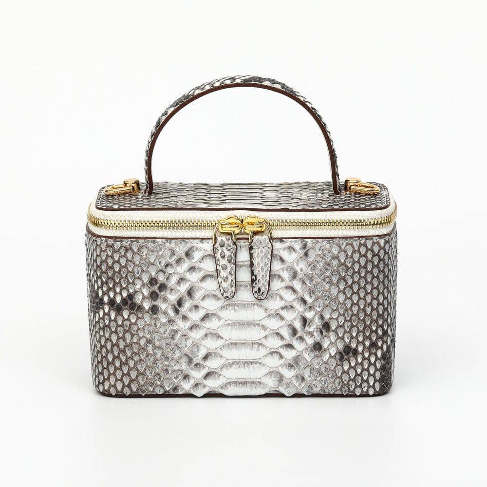 Da donna, borsa crossbody in pelle effetto pitone con manico superiore, per cosmetici
