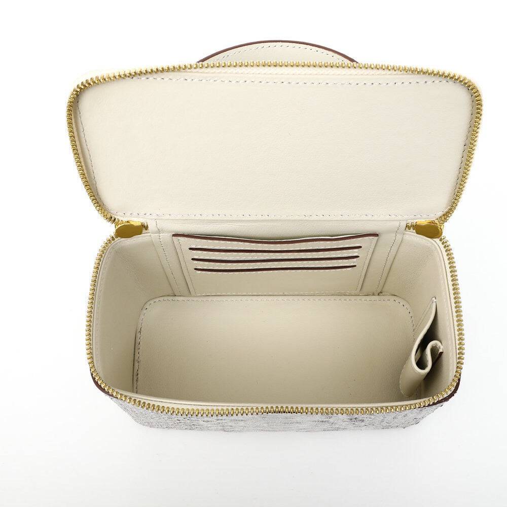 Borsa a tracolla da donna in pelle stampa pitone con manico superiore per cosmetici