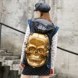 3D Skull PU Leather Backpack Rivets Skull Backpack With Hoodie Cap