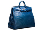 Blue Crocodile Leather 50cm Extra Large Super Big Bag, Jumbo Storage Padlock Business Handbags Office Business Travel Bags,1pc only